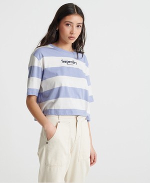 Superdry Harper Stripe Boxy Női Pólók Kék | XNAVF6139